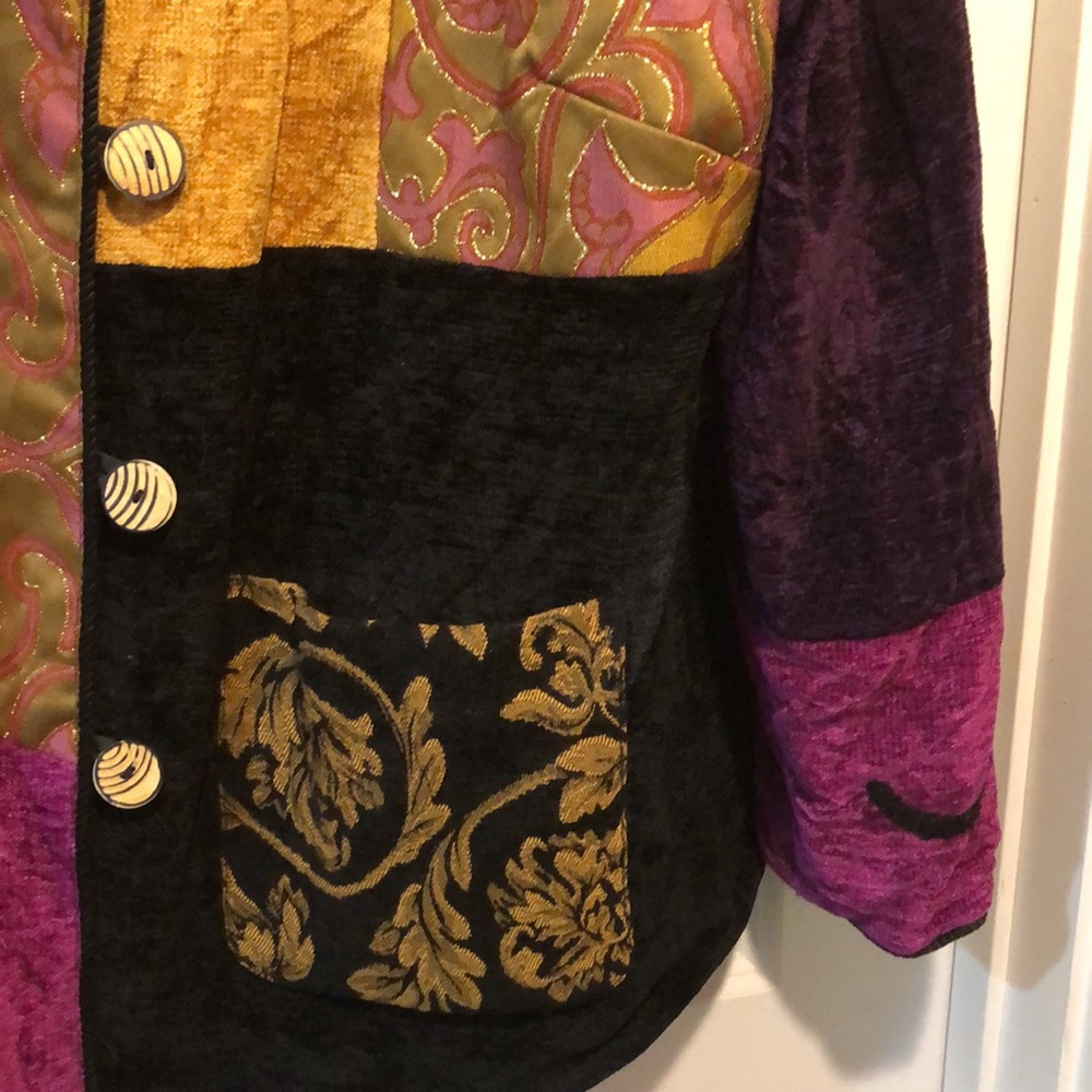 Vintage Indigo Moon Patchwork Jacket, Size 1x Mul… - image 3